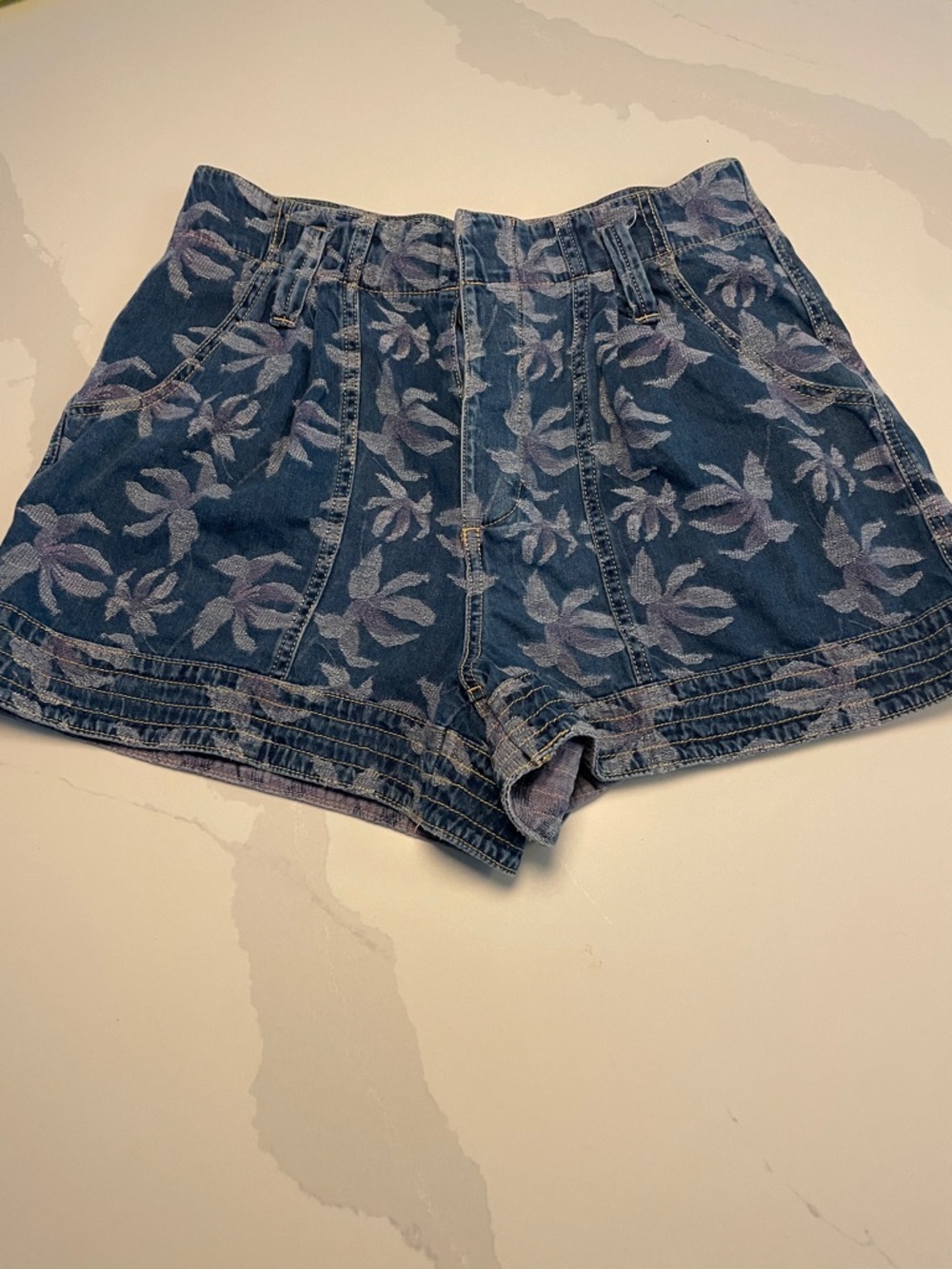 Blue Floral Denim Women’s Shorts